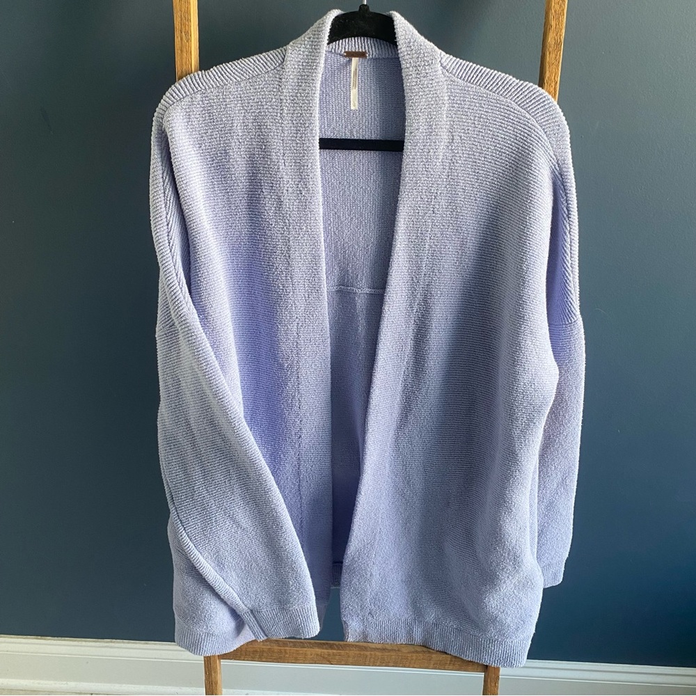 Free People Ottoman Knit Cardigan Serenity Open Pockets Size Large